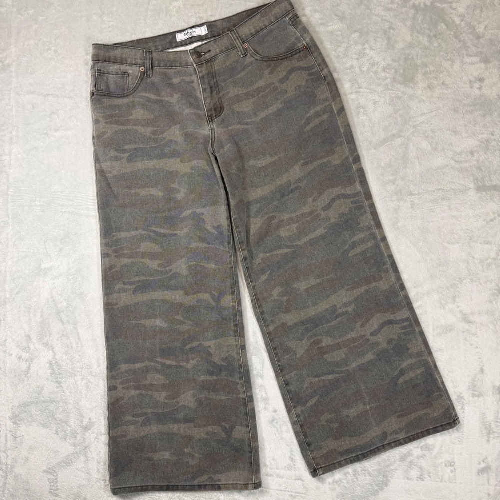 Refrain Los Angeles Camo Wide Leg Jeans Womens 13/31 Camouflage High Rise J1493